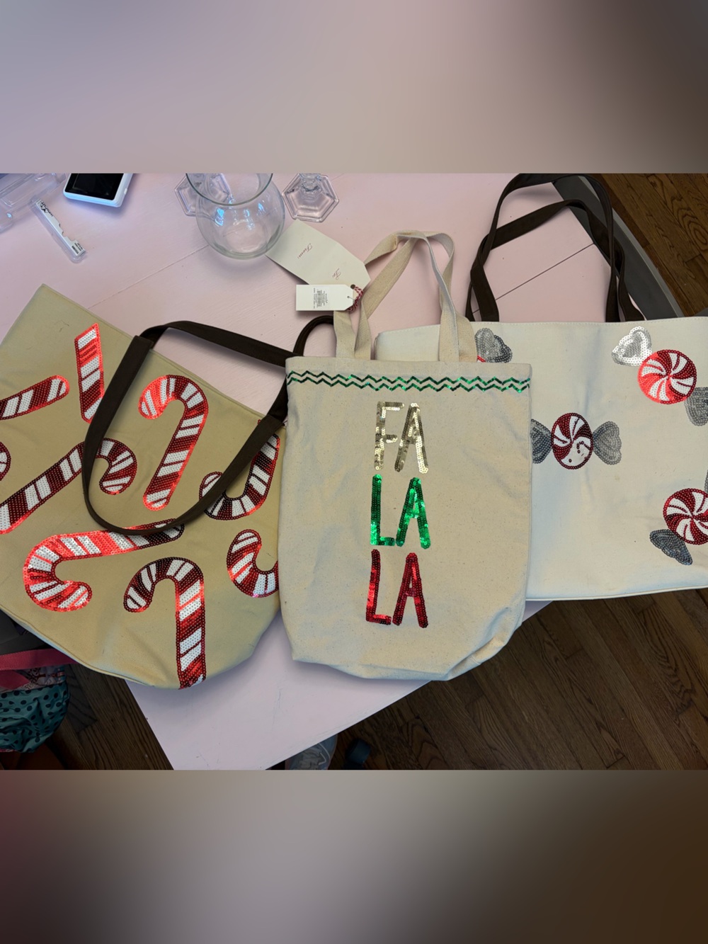 Sequined Christmas Totes